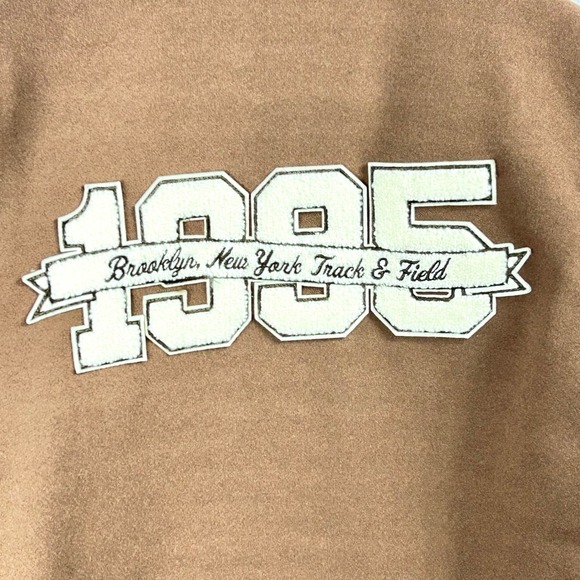 Abercrombie Fitch Size S Varsity Jacket Brooklyn New York Track 1995 Brown Beige - Picture 10 of 12